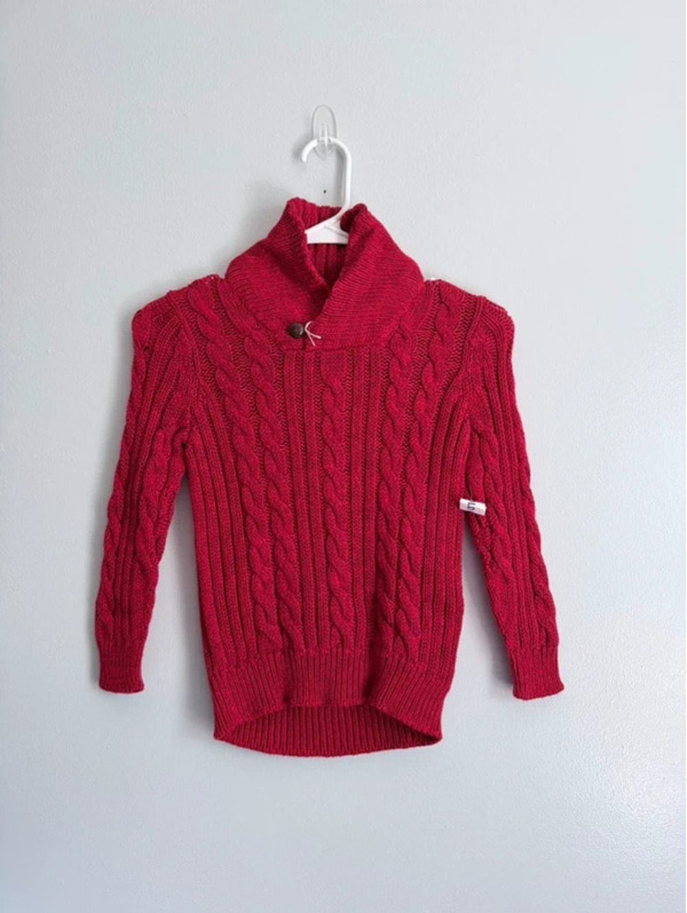 Old Navy Red Cable Knit Shawl Collar Sweater 4T NWT .